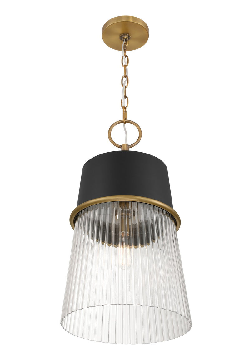 Minka-Lavery 194-876 One Light Pendant, Legacy Brass & Dark Matte Blac
