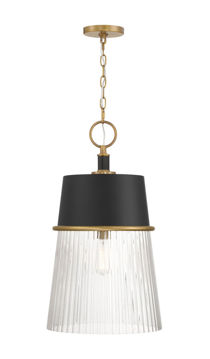 Minka-Lavery 194-876 One Light Pendant, Legacy Brass & Dark Matte Blac