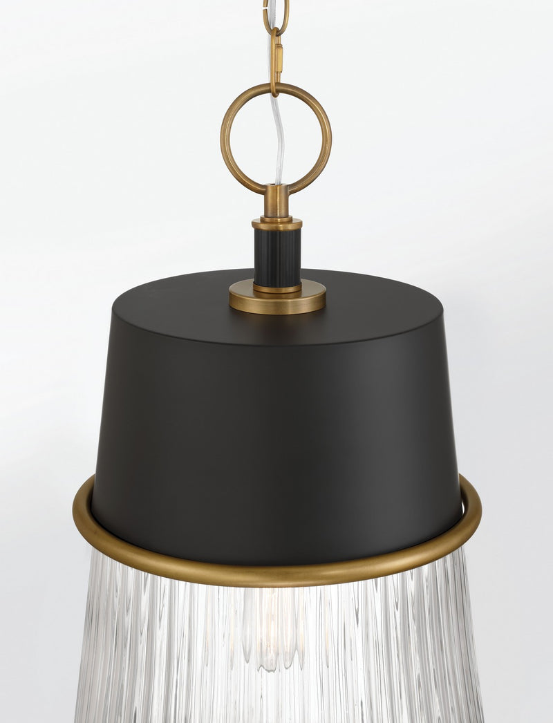 Minka-Lavery 194-876 One Light Pendant, Legacy Brass & Dark Matte Blac