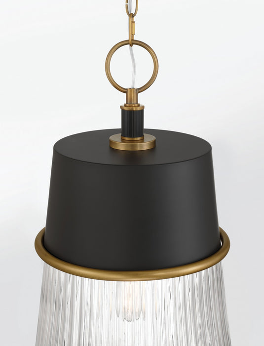 Minka-Lavery 194-876 One Light Pendant, Legacy Brass & Dark Matte Blac