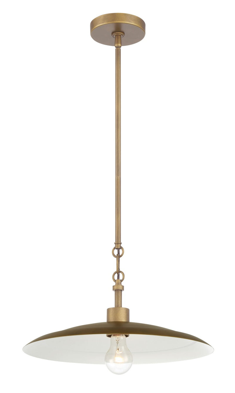 Minka-Lavery 296-741 One Light Pendant, Natural Brass & Dark Matte Coa