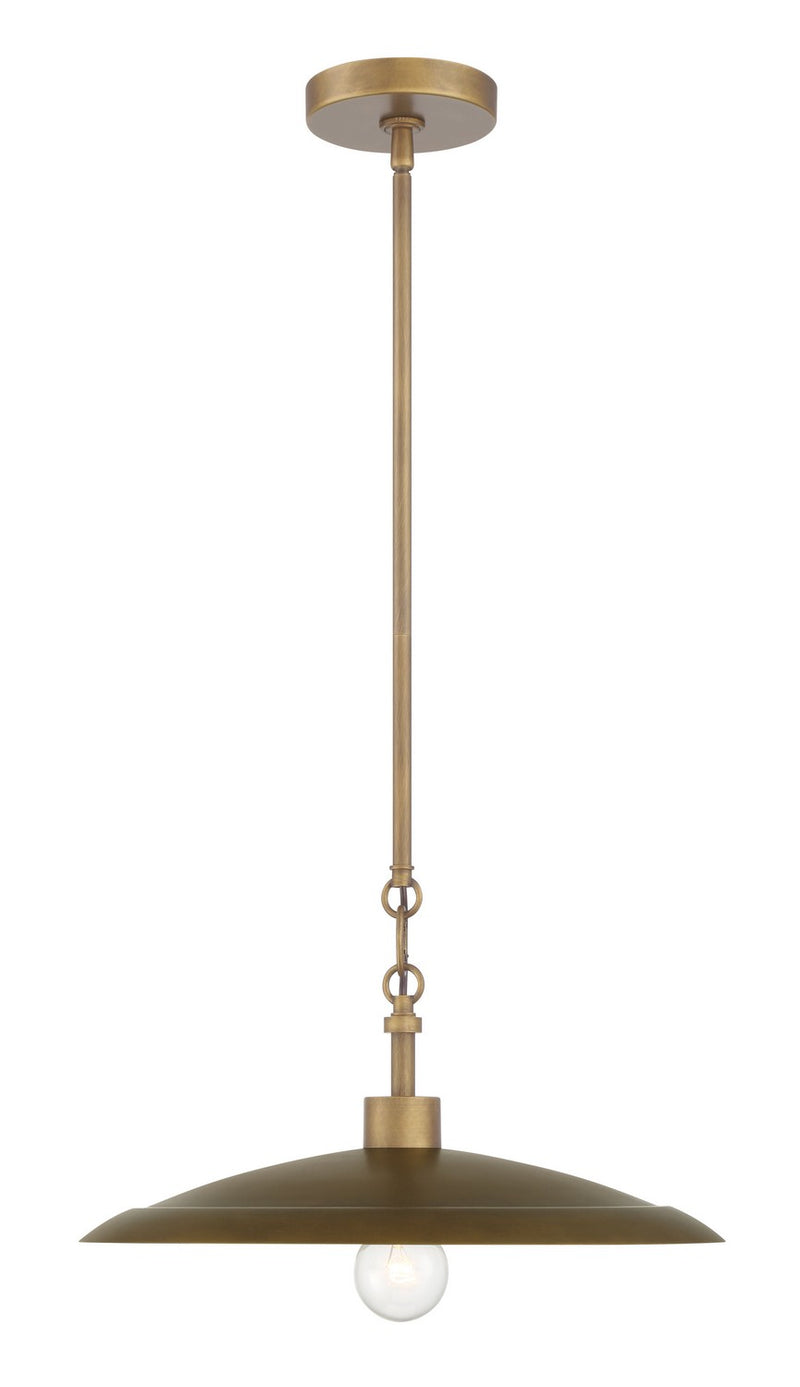 Minka-Lavery 296-741 One Light Pendant, Natural Brass & Dark Matte Coa
