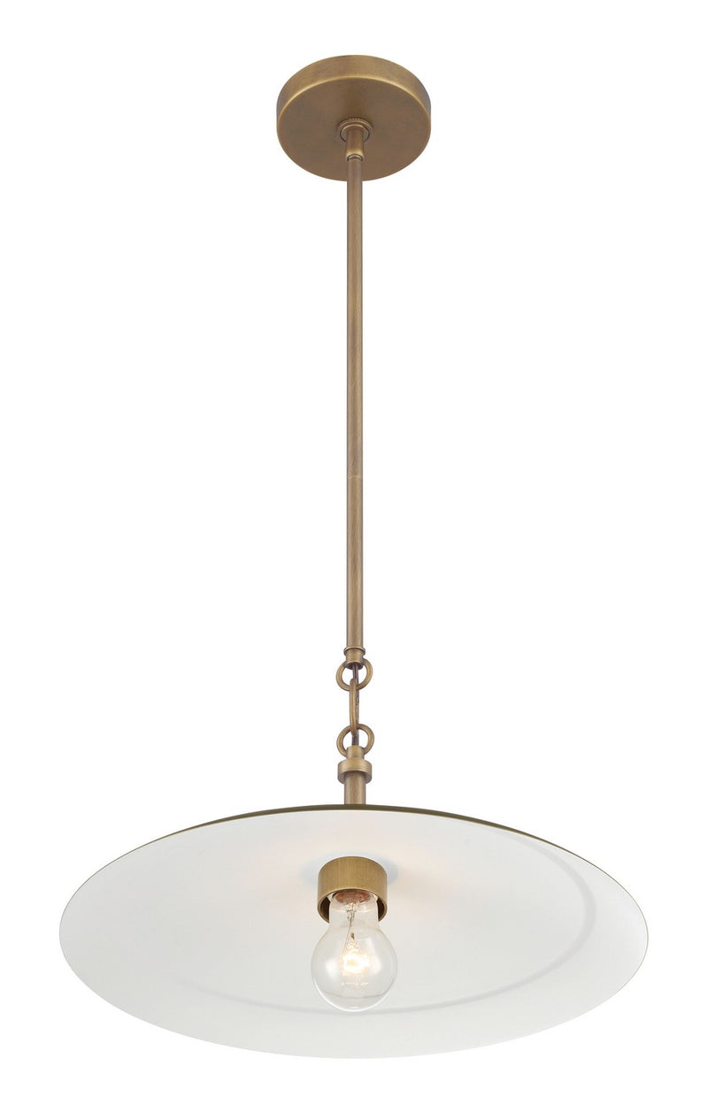Minka-Lavery 296-741 One Light Pendant, Natural Brass & Dark Matte Coa