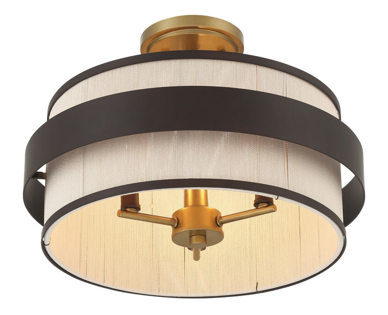 Minka-Lavery 3685-886 Three Light Semi Flush Mount, Legacy Brass (Painted) & Dark