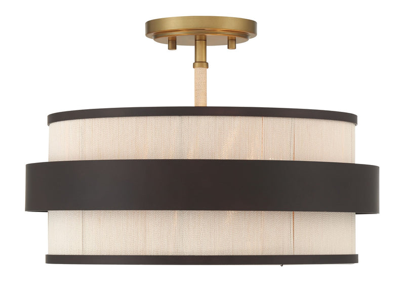 Minka-Lavery 3685-886 Three Light Semi Flush Mount, Legacy Brass (Painted) & Dark