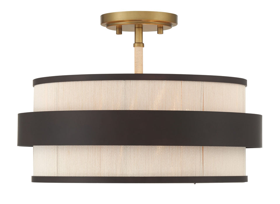 Minka-Lavery 3685-886 Three Light Semi Flush Mount, Legacy Brass (Painted) & Dark