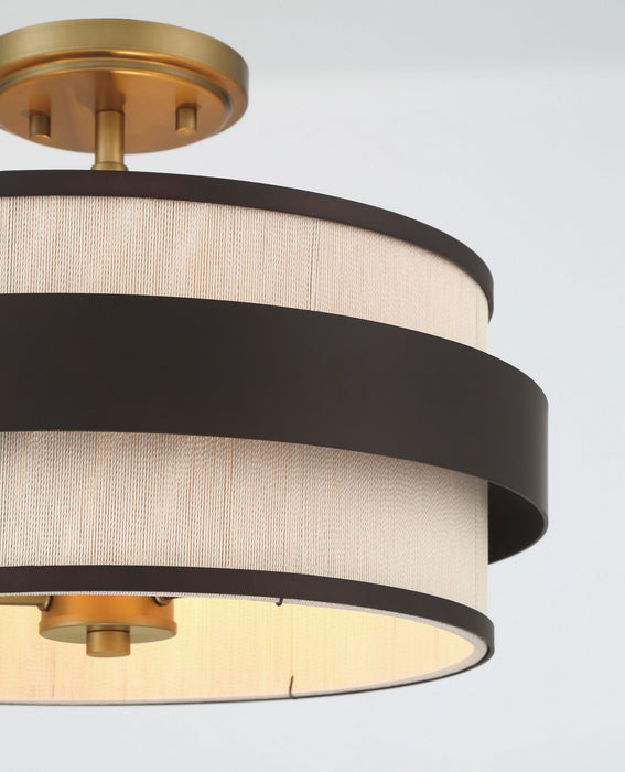 Minka-Lavery 3685-886 Three Light Semi Flush Mount, Legacy Brass (Painted) & Dark