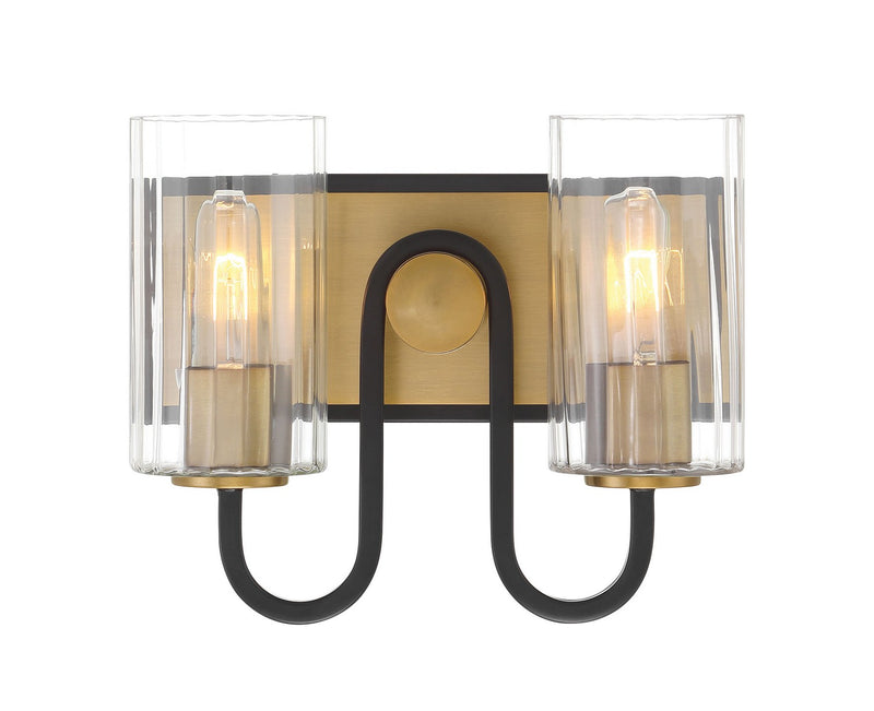 Minka-Lavery 3762-876 Two Light Vanity, Legacy Brass & Dark Matte Blac