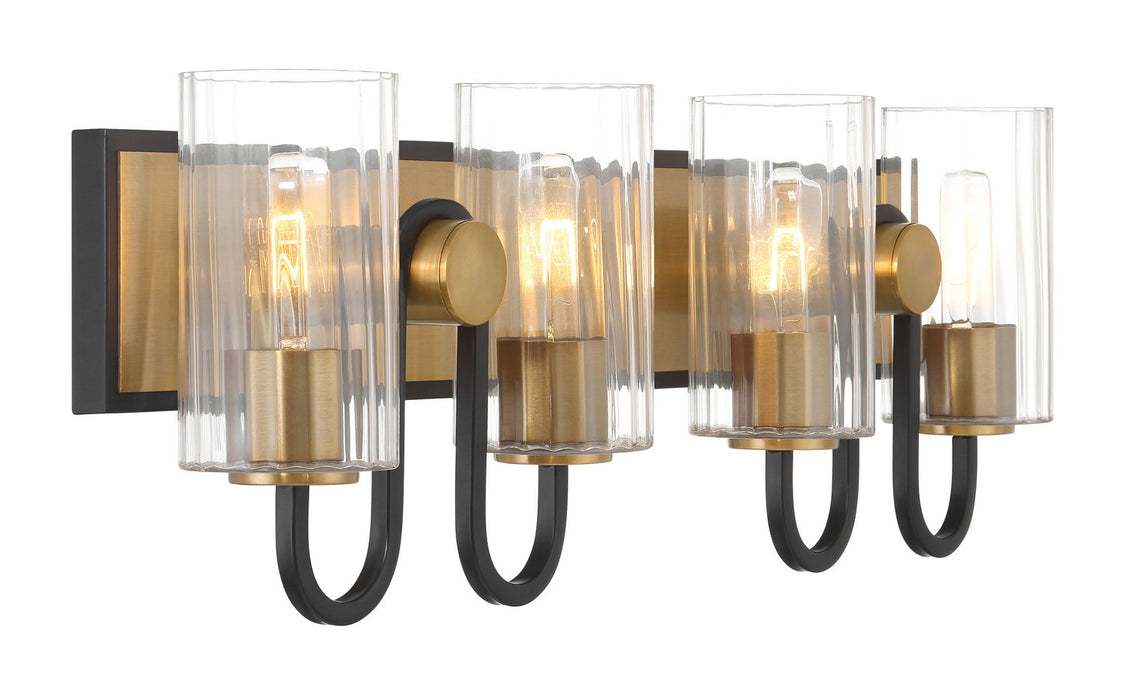 Minka-Lavery 3764-876 Four Light Vanity, Legacy Brass & Dark Matte Blac