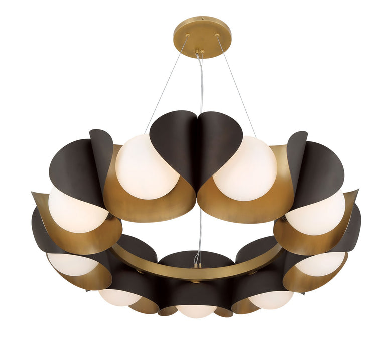 Minka-Lavery 3779-855 Nine Light Pendant, Legacy Brass & Dark Bronze