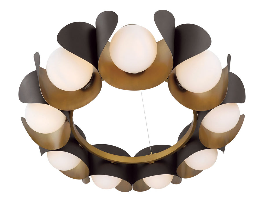 Minka-Lavery 3779-855 Nine Light Pendant, Legacy Brass & Dark Bronze