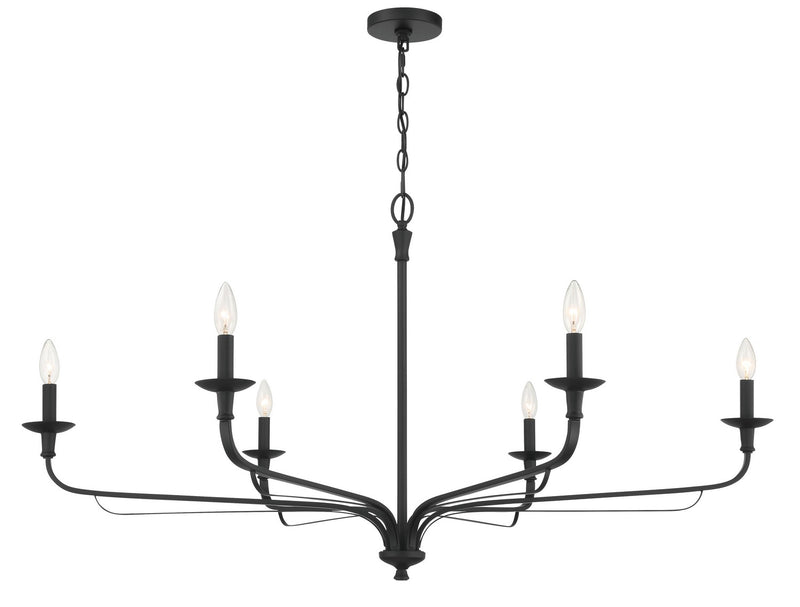 Minka-Lavery 3826-899 Six Light Chandelier, Dark Matte Black