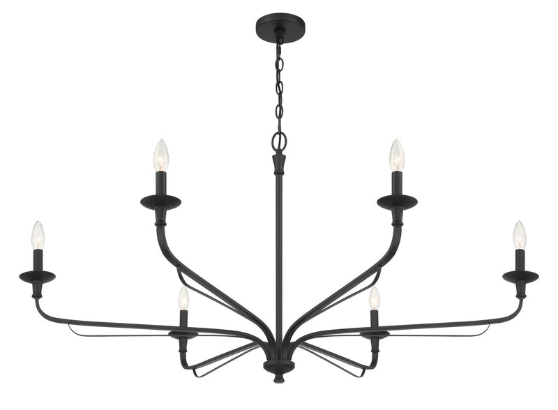 Minka-Lavery 3826-899 Six Light Chandelier, Dark Matte Black