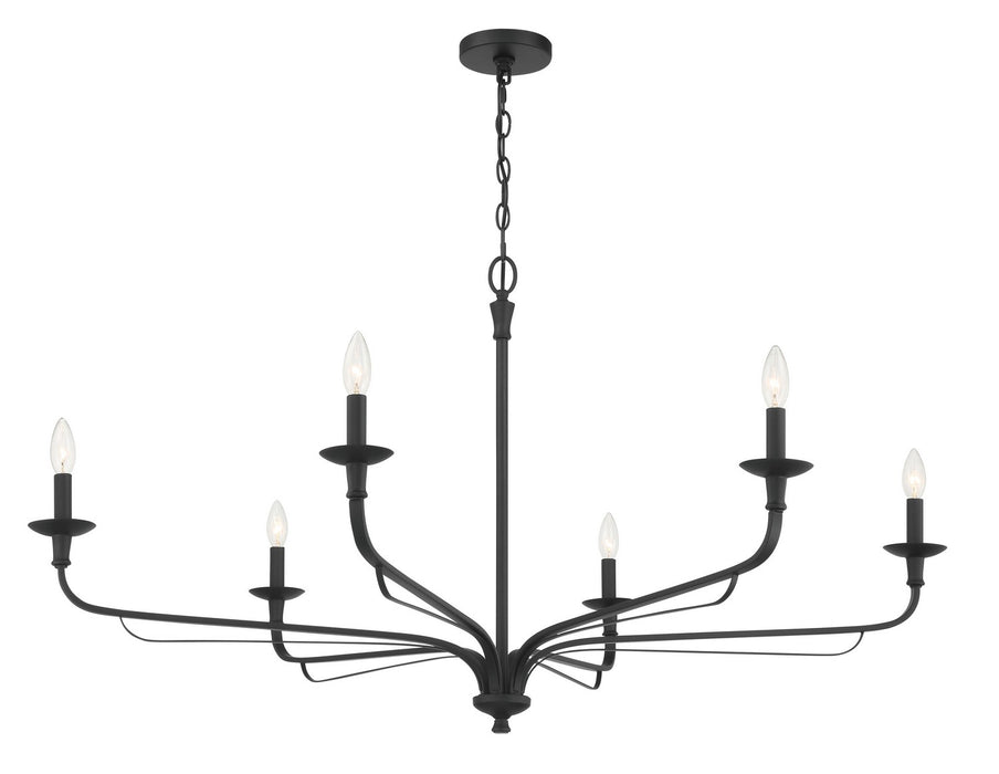 Minka-Lavery 3826-899 Six Light Chandelier, Dark Matte Black