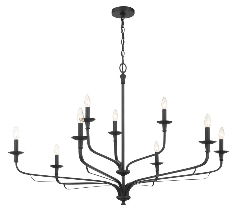 Minka-Lavery 3829-899 Nine Light Chandelier, Dark Matte Black