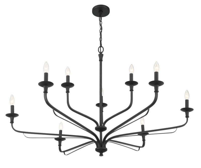 Minka-Lavery 3829-899 Nine Light Chandelier, Dark Matte Black