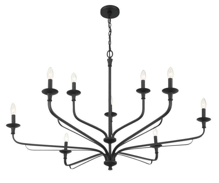 Minka-Lavery 3829-899 Nine Light Chandelier, Dark Matte Black