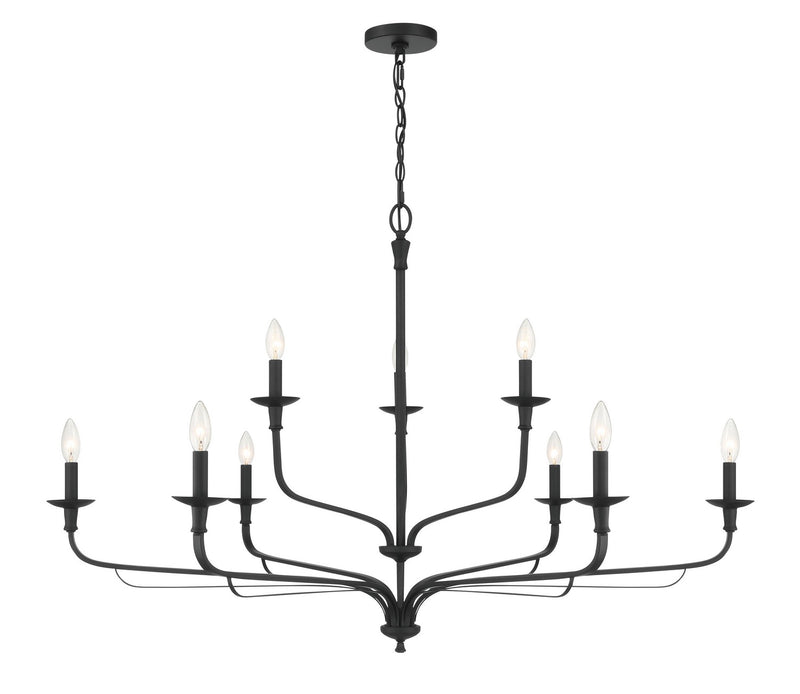 Minka-Lavery 3829-899 Nine Light Chandelier, Dark Matte Black