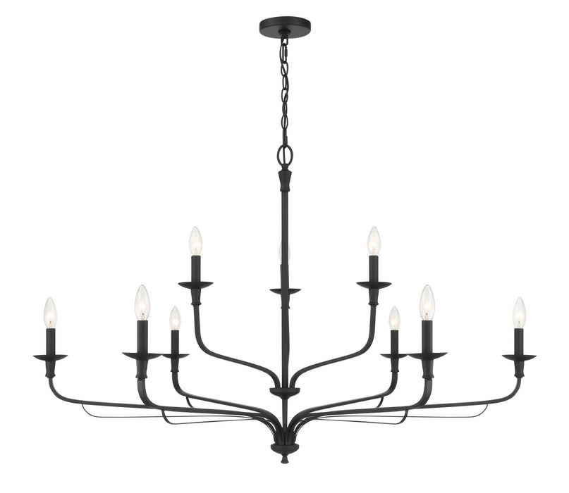 Minka-Lavery 3829-899 Nine Light Chandelier, Dark Matte Black