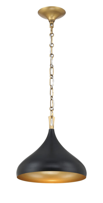 Minka-Lavery 3931-876 One Light Pendant, Legacy Brass & Matte Coal