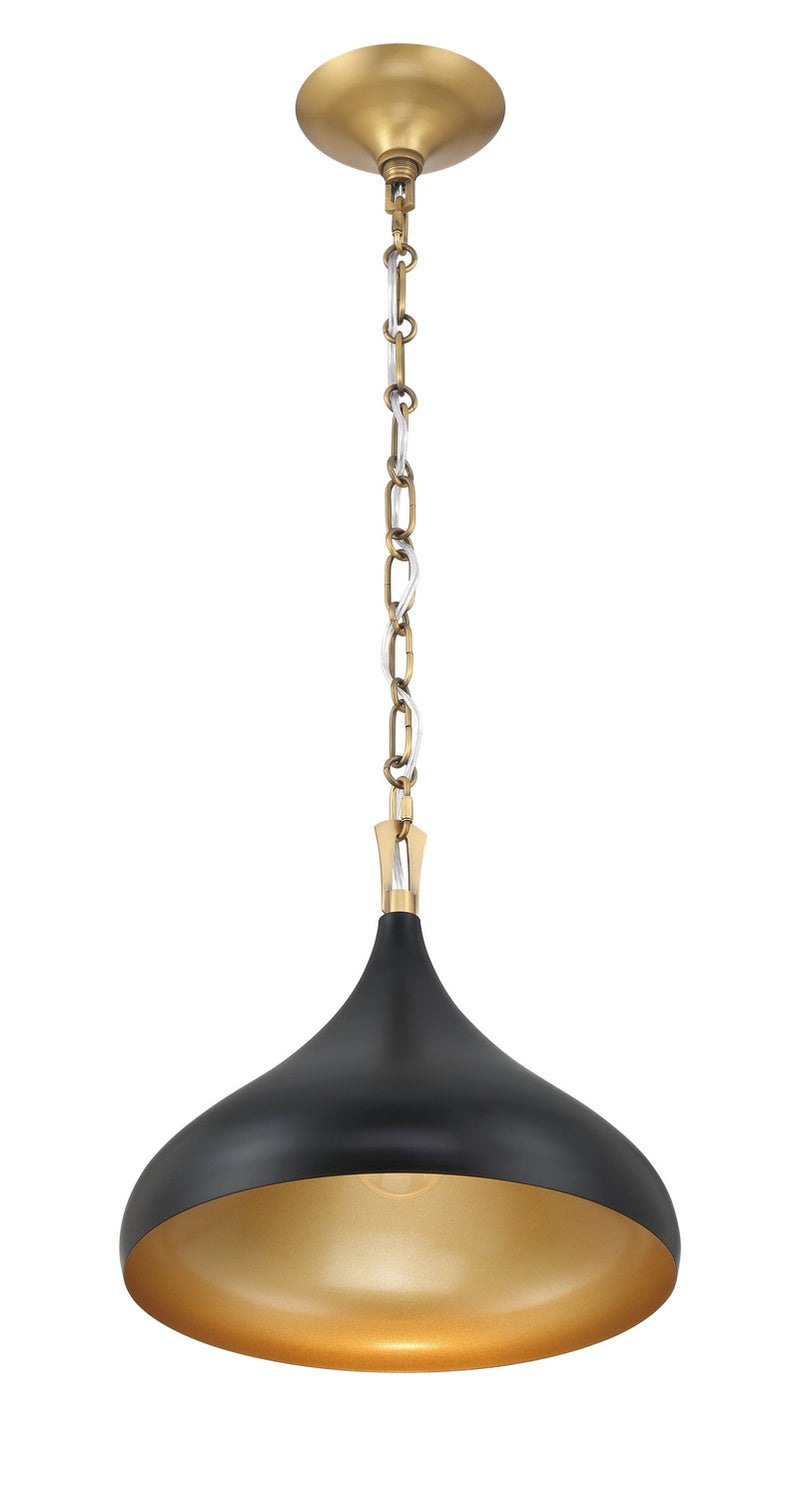Minka-Lavery 3931-876 One Light Pendant, Legacy Brass & Matte Coal