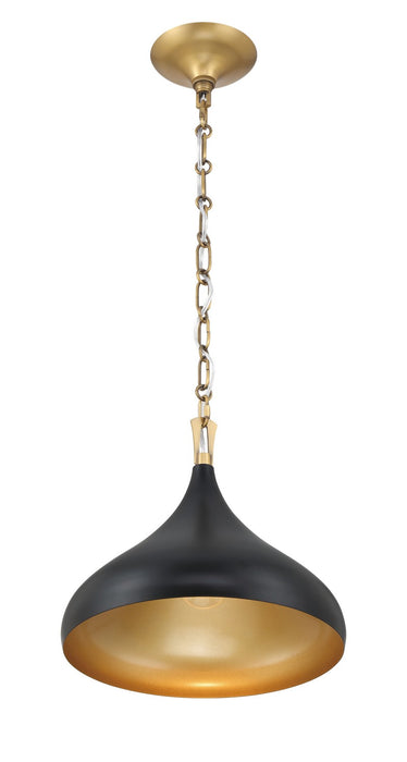 Minka-Lavery 3931-876 One Light Pendant, Legacy Brass & Matte Coal
