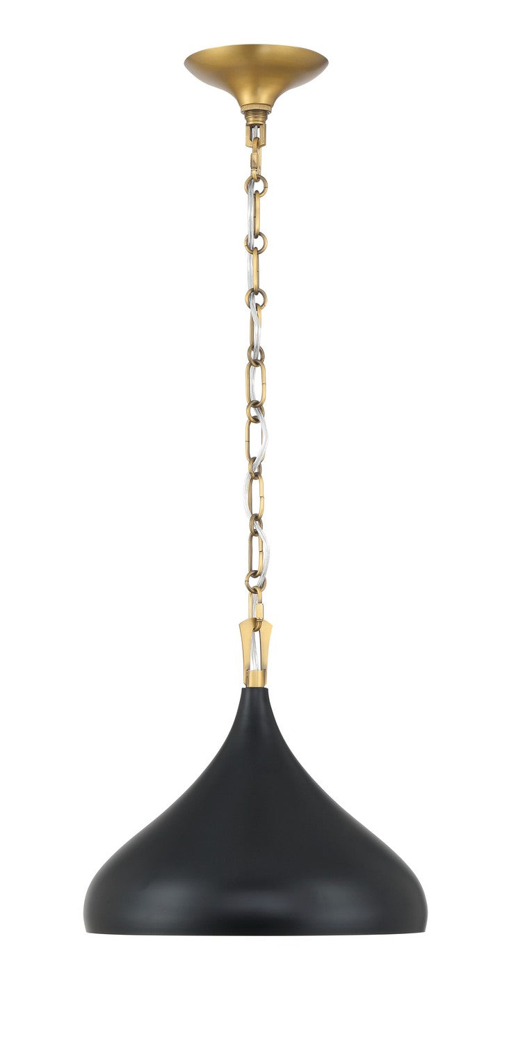 Minka-Lavery 3931-876 One Light Pendant, Legacy Brass & Matte Coal