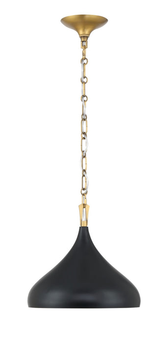 Minka-Lavery 3931-876 One Light Pendant, Legacy Brass & Matte Coal