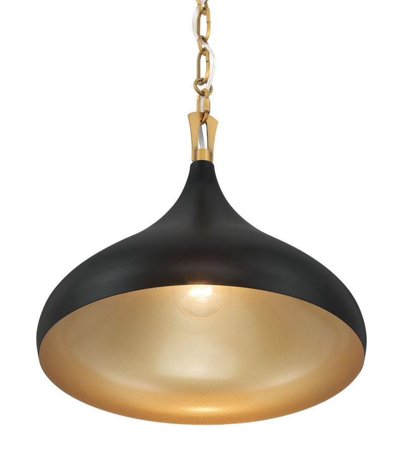 Minka-Lavery 3931-876 One Light Pendant, Legacy Brass & Matte Coal