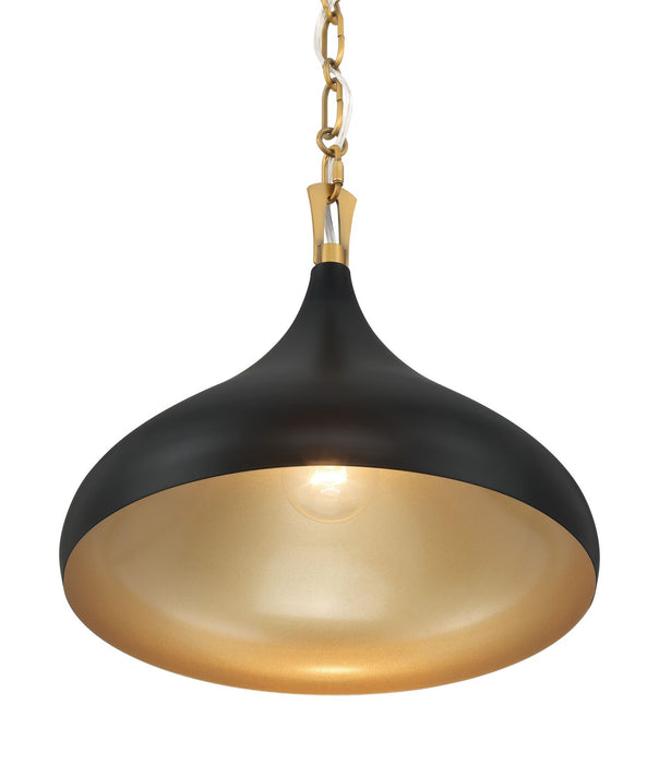 Minka-Lavery 3931-876 One Light Pendant, Legacy Brass & Matte Coal