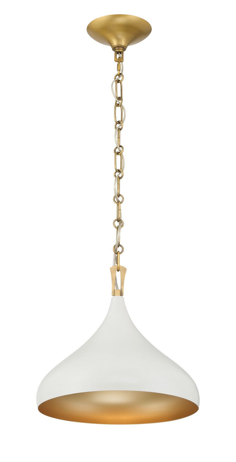 Minka-Lavery 3931-879 One Light Pendant, Legacy Brass & Off White Cream