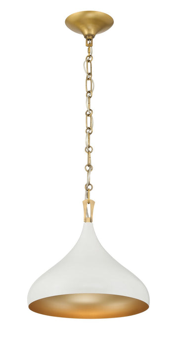 Minka-Lavery 3931-879 One Light Pendant, Legacy Brass & Off White Cream