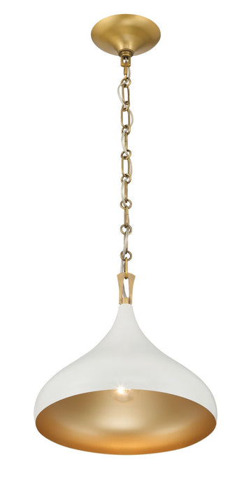 Minka-Lavery 3931-879 One Light Pendant, Legacy Brass & Off White Cream