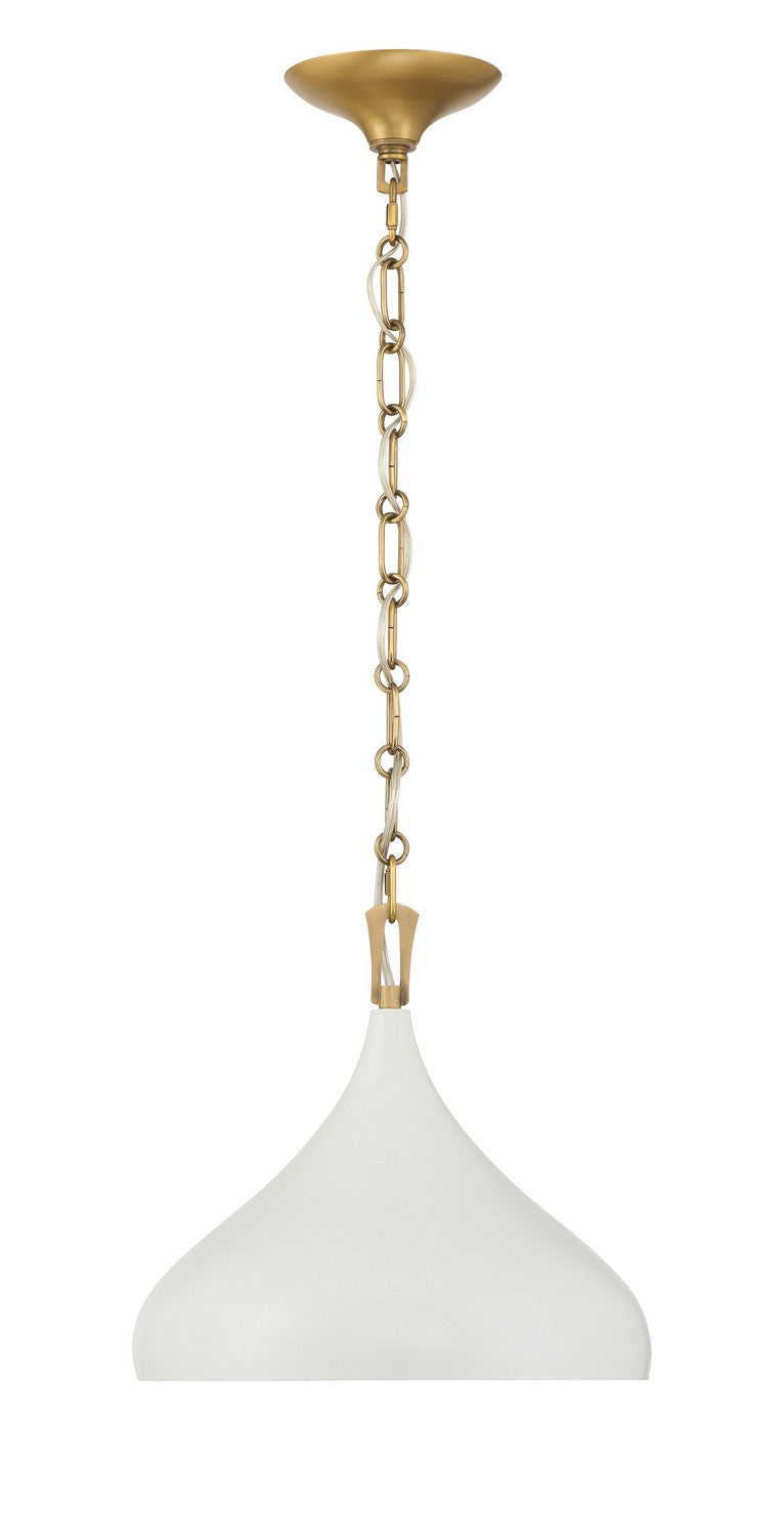 Minka-Lavery 3931-879 One Light Pendant, Legacy Brass & Off White Cream
