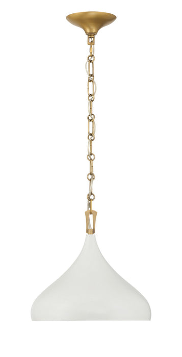 Minka-Lavery 3931-879 One Light Pendant, Legacy Brass & Off White Cream