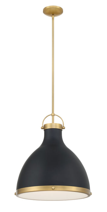 Minka-Lavery 3932-876 One Light Pendant, Legacy Brass & Matte Coal