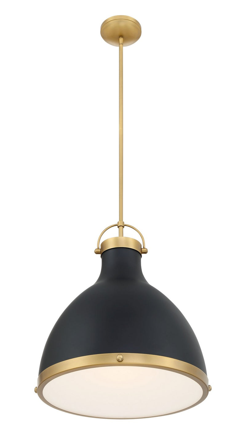 Minka-Lavery 3932-876 One Light Pendant, Legacy Brass & Matte Coal