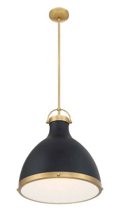 Minka-Lavery 3932-876 One Light Pendant, Legacy Brass & Matte Coal