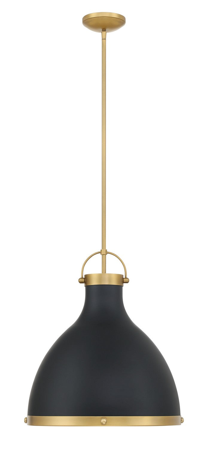 Minka-Lavery 3932-876 One Light Pendant, Legacy Brass & Matte Coal