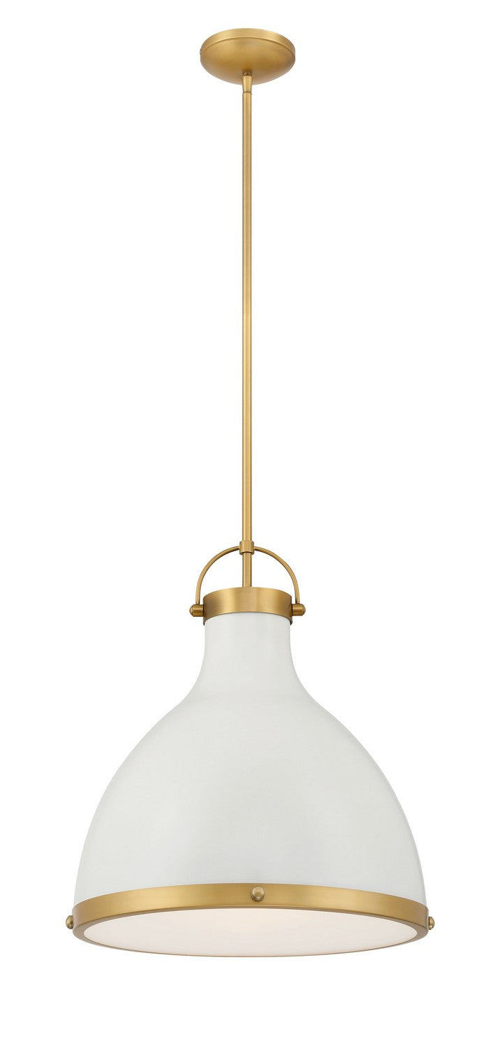 Minka-Lavery 3932-879 One Light Pendant, Legacy Brass & Off White Cream