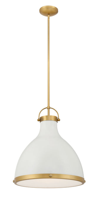 Minka-Lavery 3932-879 One Light Pendant, Legacy Brass & Off White Cream