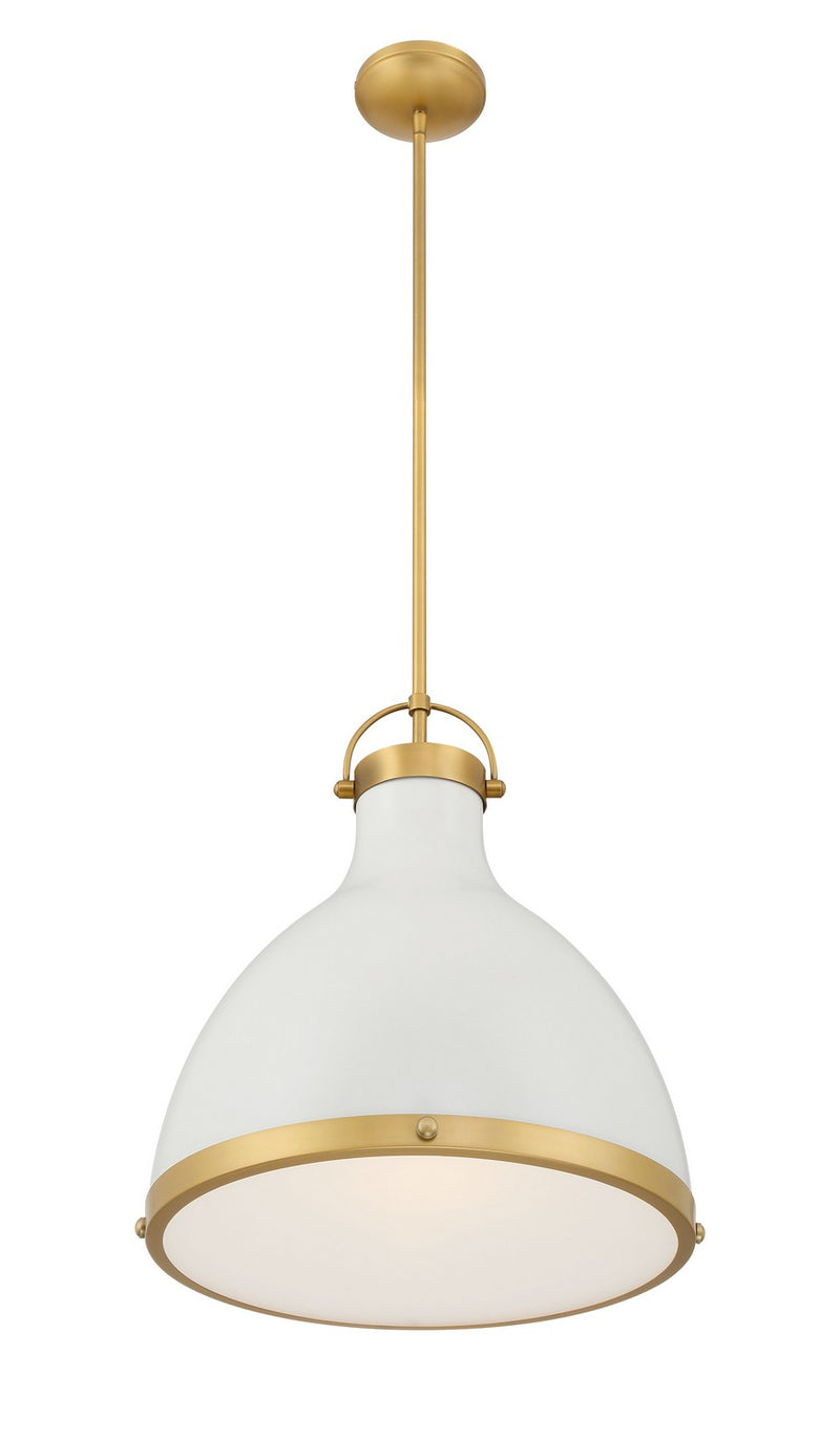 Minka-Lavery 3932-879 One Light Pendant, Legacy Brass & Off White Cream