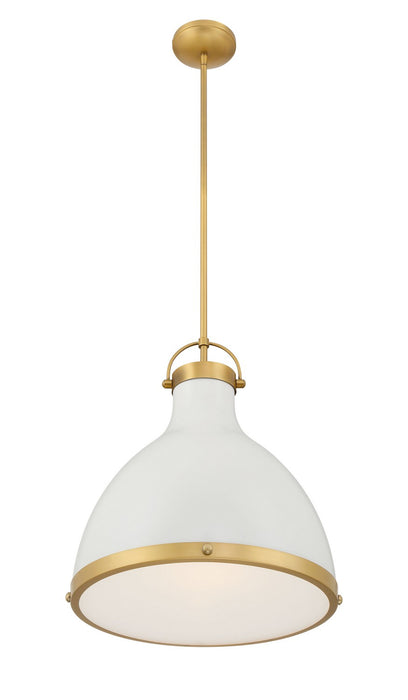 Minka-Lavery 3932-879 One Light Pendant, Legacy Brass & Off White Cream