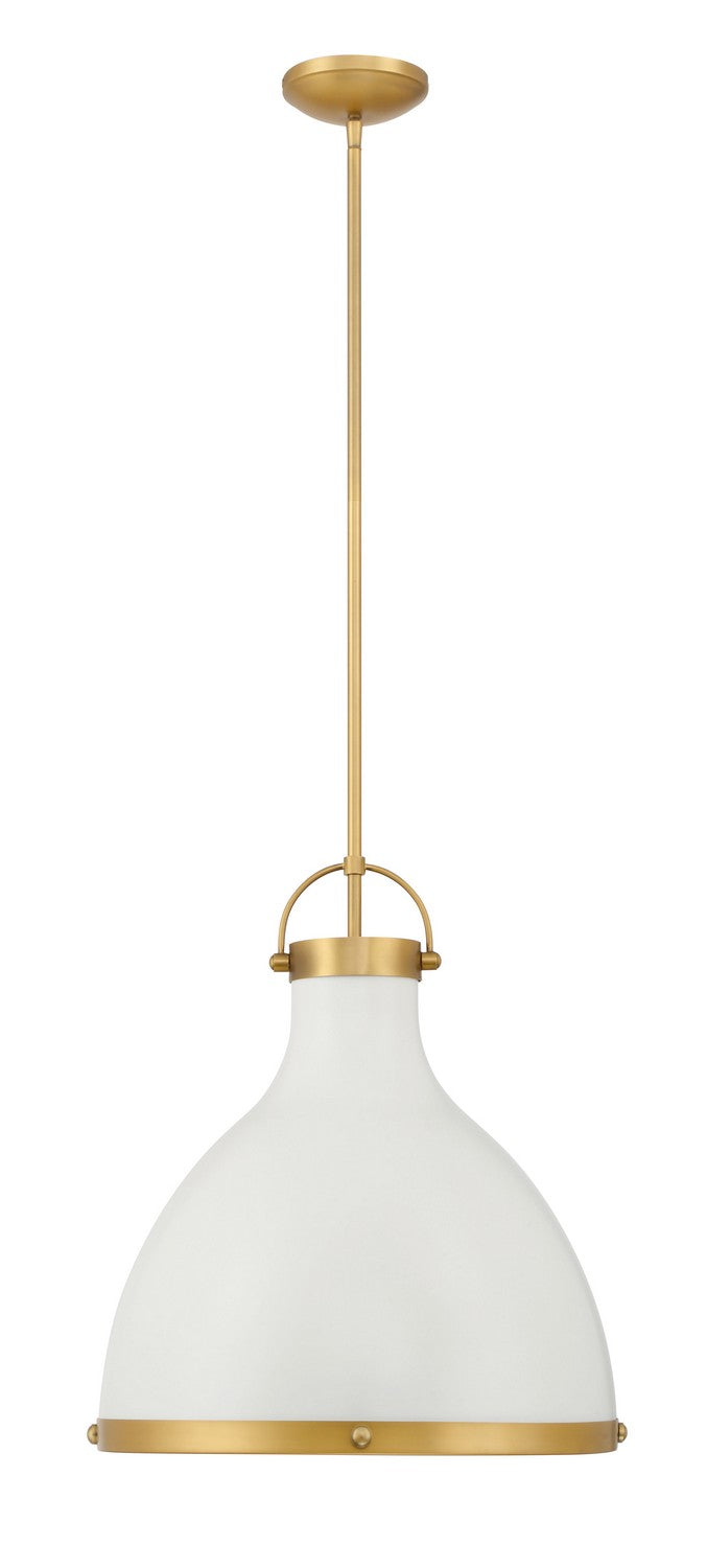 Minka-Lavery 3932-879 One Light Pendant, Legacy Brass & Off White Cream