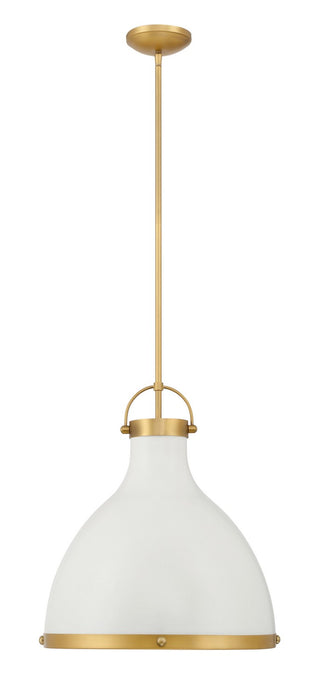 Minka-Lavery 3932-879 One Light Pendant, Legacy Brass & Off White Cream