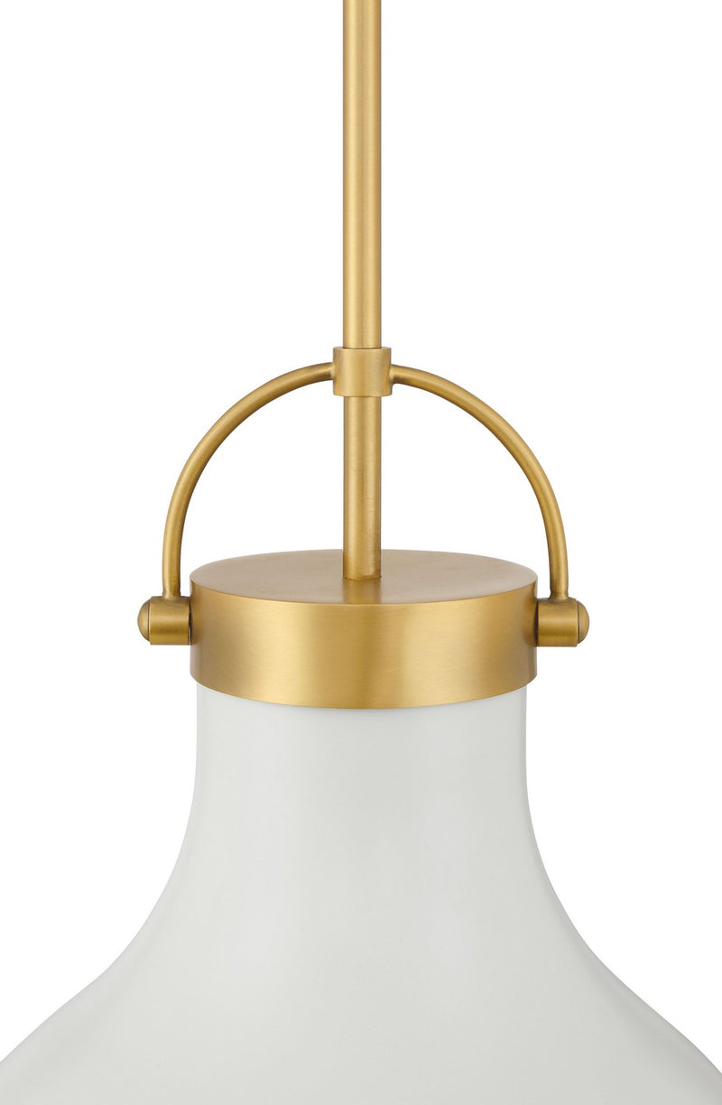 Minka-Lavery 3932-879 One Light Pendant, Legacy Brass & Off White Cream