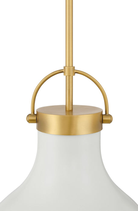 Minka-Lavery 3932-879 One Light Pendant, Legacy Brass & Off White Cream