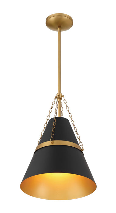 Minka-Lavery 3933-876 One Light Pendant, Legacy Brass & Dark Matte Blac