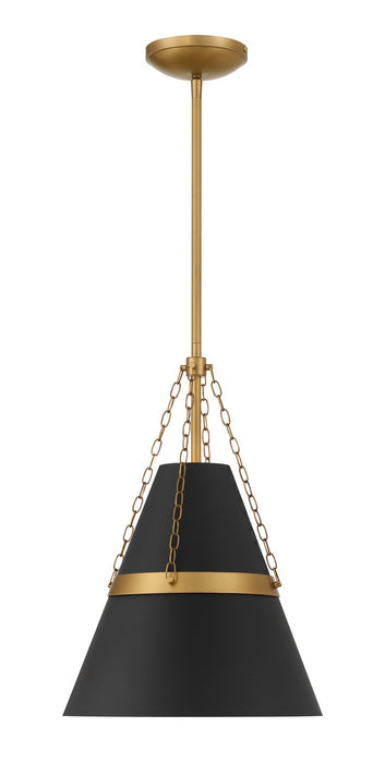 Minka-Lavery 3933-876 One Light Pendant, Legacy Brass & Dark Matte Blac