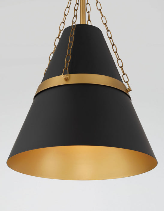 Minka-Lavery 3933-876 One Light Pendant, Legacy Brass & Dark Matte Blac